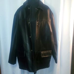 Men's Black faux leather coat